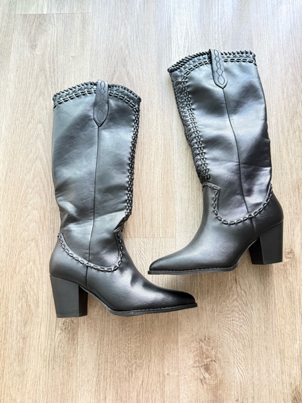 billini finley black western tall cowboy cowgirl rancher heeled boots size 7 NEW
